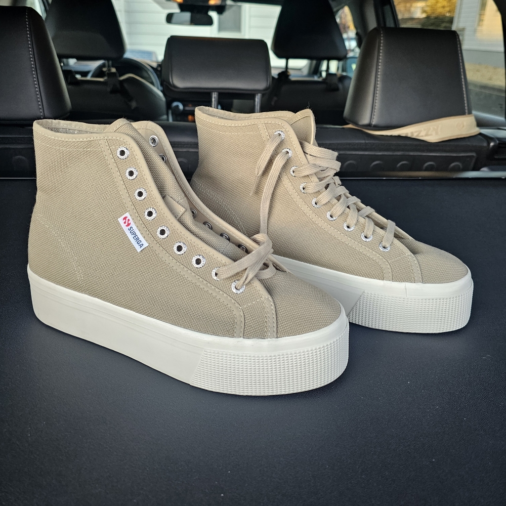 Superga Women's High-Top Canvas Sneakers - Beige